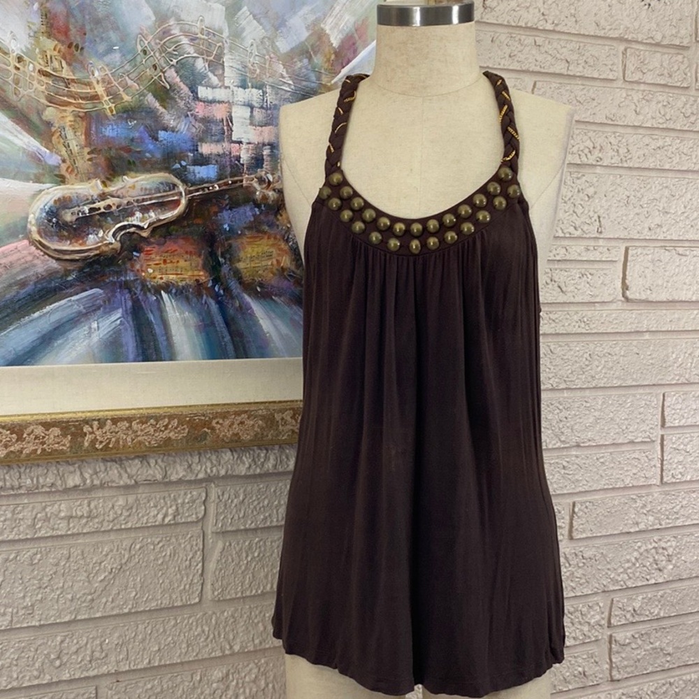 🌹Cable & Gauge Braided Strap Halter Top - Picture 1 of 12